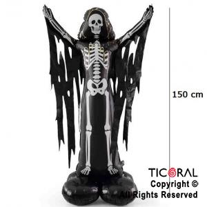 GLOBO METALIZADO HALLOWEEN ESQUELETO CON CAPA 150 CM (GY-10706)